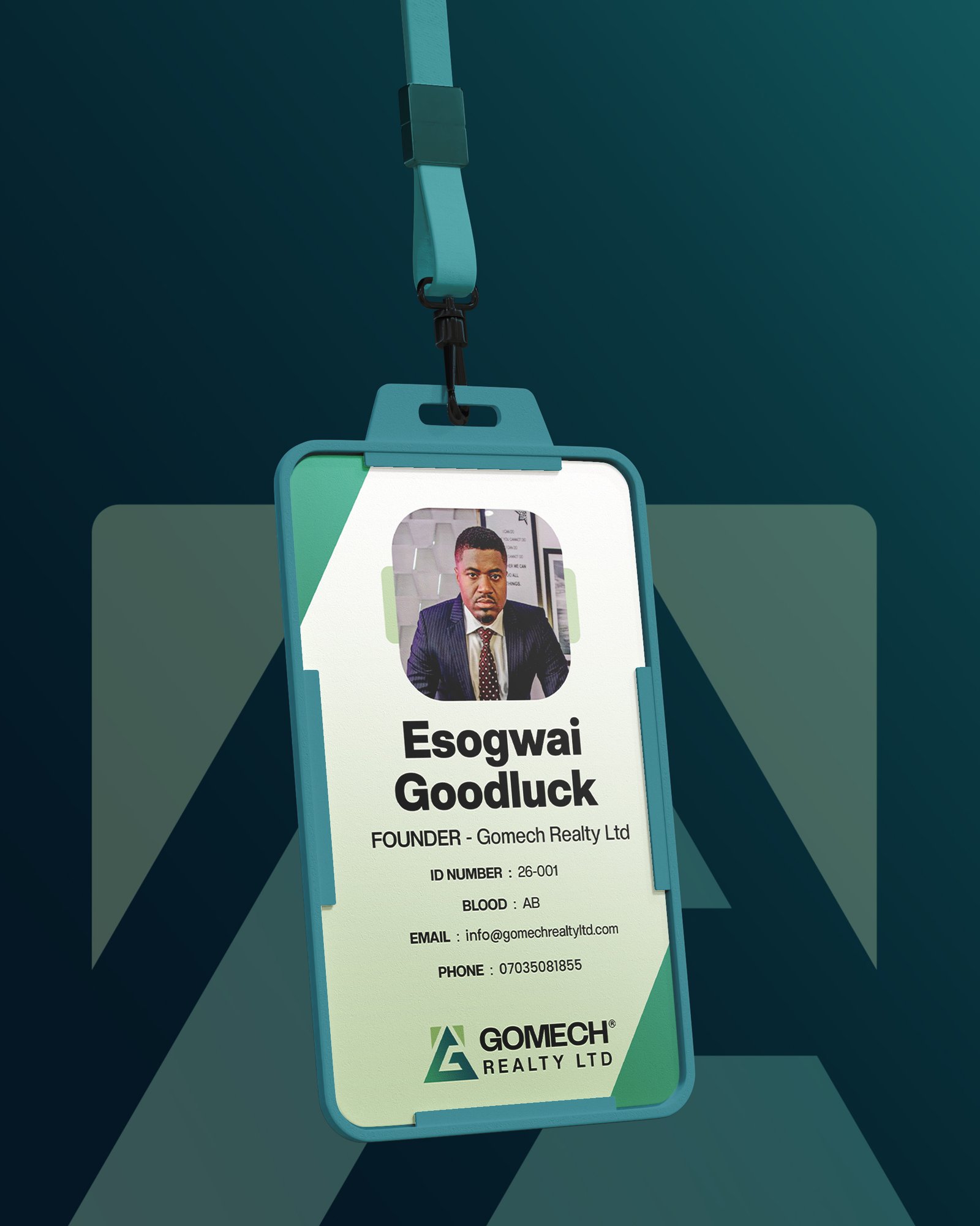 vertical id card with holder mockup